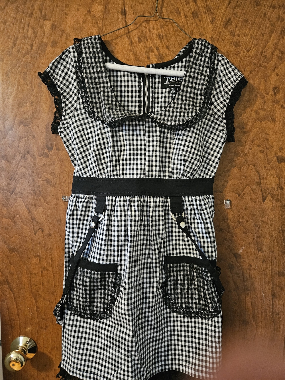 Tripp NYC Black & White Gingham Dress with Peter Pan Collar
